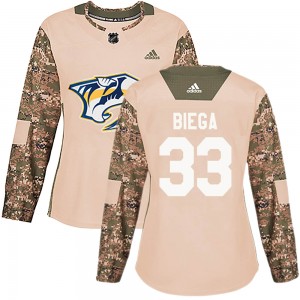 Alex Biega Nashville Predators Women's Adidas Authentic Camo Veterans Day Practice Jersey