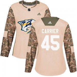 Alexandre Carrier Nashville Predators Women's Adidas Authentic Camo Veterans Day Practice Jersey
