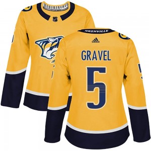 Kevin Gravel Nashville Predators Women's Adidas Authentic Gold Home Jersey