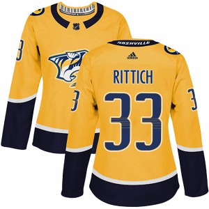 David Rittich Nashville Predators Women's Adidas Authentic Gold Home Jersey