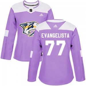Luke Evangelista Nashville Predators Women's Adidas Authentic Purple Fights Cancer Practice Jersey