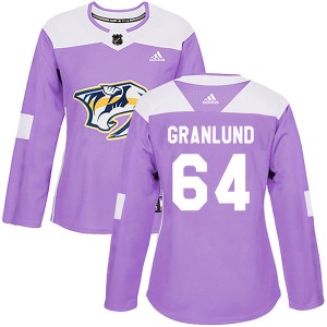 Mikael Granlund Nashville Predators Women's Adidas Authentic Purple Fights Cancer Practice Jersey