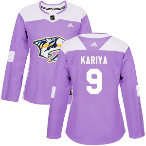 Paul Kariya Nashville Predators Women's Adidas Authentic Purple Fights Cancer Practice Jersey