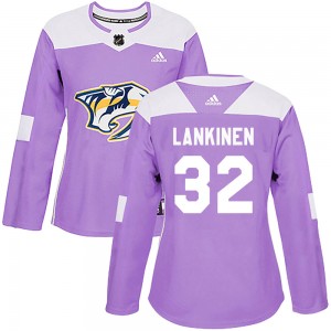 Kevin Lankinen Nashville Predators Women's Adidas Authentic Purple Fights Cancer Practice Jersey