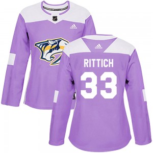 David Rittich Nashville Predators Women's Adidas Authentic Purple Fights Cancer Practice Jersey