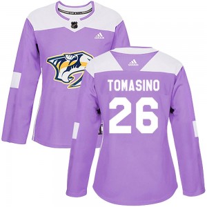 Philip Tomasino Nashville Predators Women's Adidas Authentic Purple Fights Cancer Practice Jersey