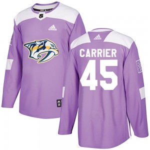 Alexandre Carrier Nashville Predators Men's Adidas Authentic Purple Fights Cancer Practice Jersey