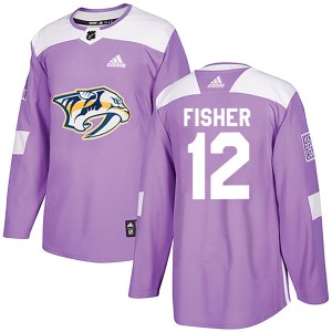 Mike Fisher Nashville Predators Men's Adidas Authentic Purple Fights Cancer Practice Jersey