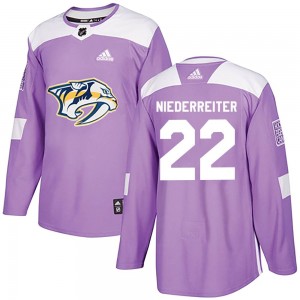 Nino Niederreiter Nashville Predators Men's Adidas Authentic Purple Fights Cancer Practice Jersey