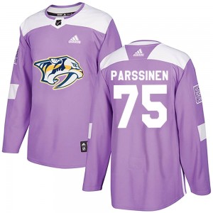 Juuso Parssinen Nashville Predators Men's Adidas Authentic Purple Fights Cancer Practice Jersey