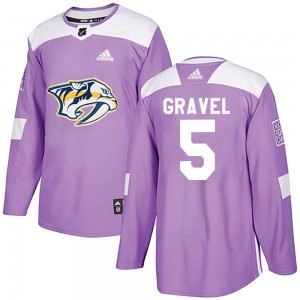 Kevin Gravel Nashville Predators Youth Adidas Authentic Purple Fights Cancer Practice Jersey
