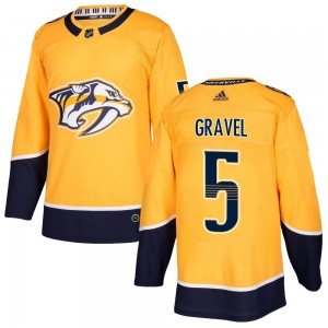 Kevin Gravel Nashville Predators Men's Adidas Authentic Gold Home Jersey