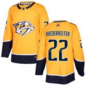 Nino Niederreiter Nashville Predators Men's Adidas Authentic Gold Home Jersey