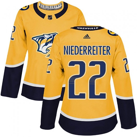 Nino Niederreiter Nashville Predators Women's Adidas Authentic Gold Home Jersey