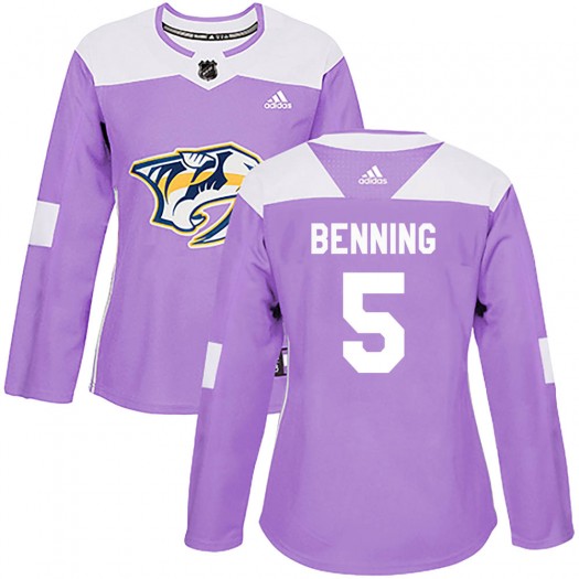 Matt Benning Nashville Predators Women's Adidas Authentic Purple Fights Cancer Practice Jersey