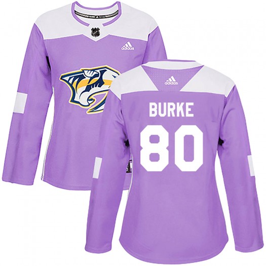 Brayden Burke Nashville Predators Women's Adidas Authentic Purple Fights Cancer Practice Jersey