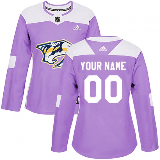 Custom Nashville Predators Women's Adidas Authentic Purple Fights Cancer Practice Jersey