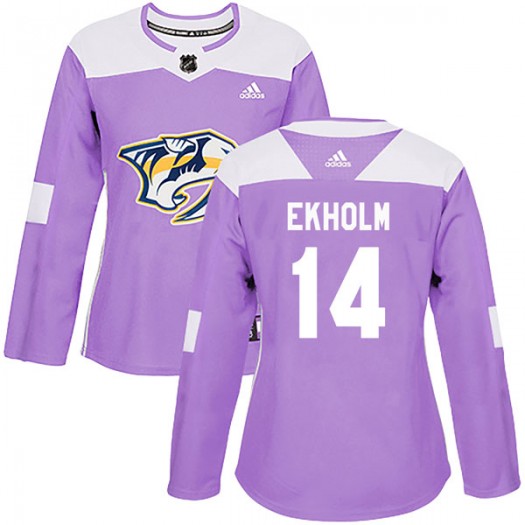 Mattias Ekholm Nashville Predators Women's Adidas Authentic Purple Fights Cancer Practice Jersey