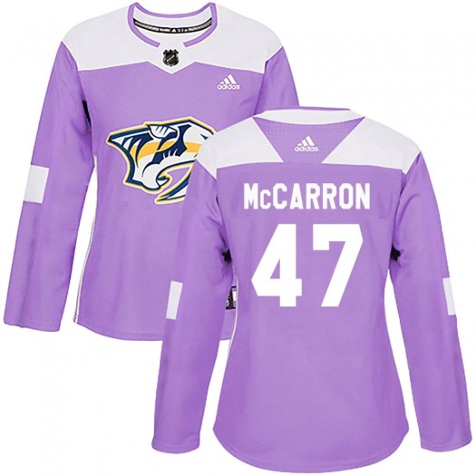 Michael McCarron Nashville Predators Women's Adidas Authentic Purple Fights Cancer Practice Jersey