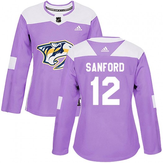 Zach Sanford Nashville Predators Women's Adidas Authentic Purple Fights Cancer Practice Jersey