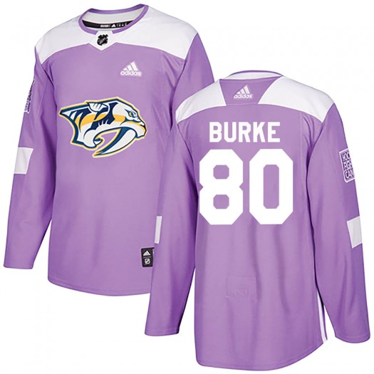 Brayden Burke Nashville Predators Men's Adidas Authentic Purple Fights Cancer Practice Jersey