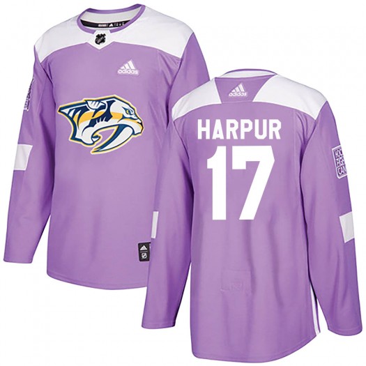 Ben Harpur Nashville Predators Men's Adidas Authentic Purple Fights Cancer Practice Jersey