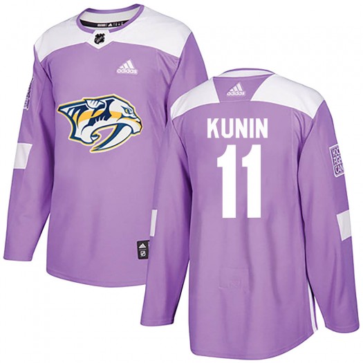 Luke Kunin Nashville Predators Men's Adidas Authentic Purple Fights Cancer Practice Jersey
