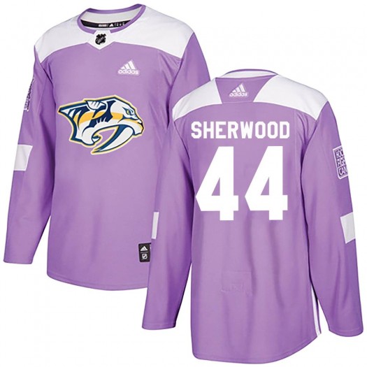 Kiefer Sherwood Nashville Predators Men's Adidas Authentic Purple Fights Cancer Practice Jersey