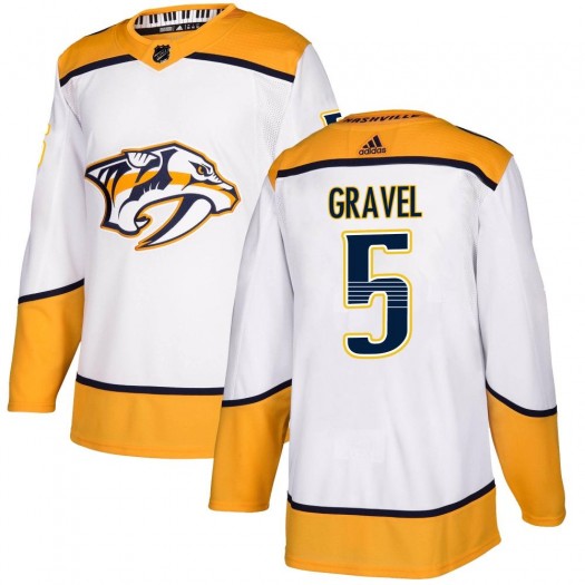 Kevin Gravel Nashville Predators Youth Adidas Authentic White Away Jersey